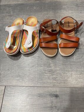 Brown Leather Strappy Women's Sandals with Ankle Buckle 2 for 1 low price